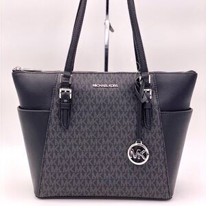 Michael Kors Charlotte Tote Shoulder Bag Black